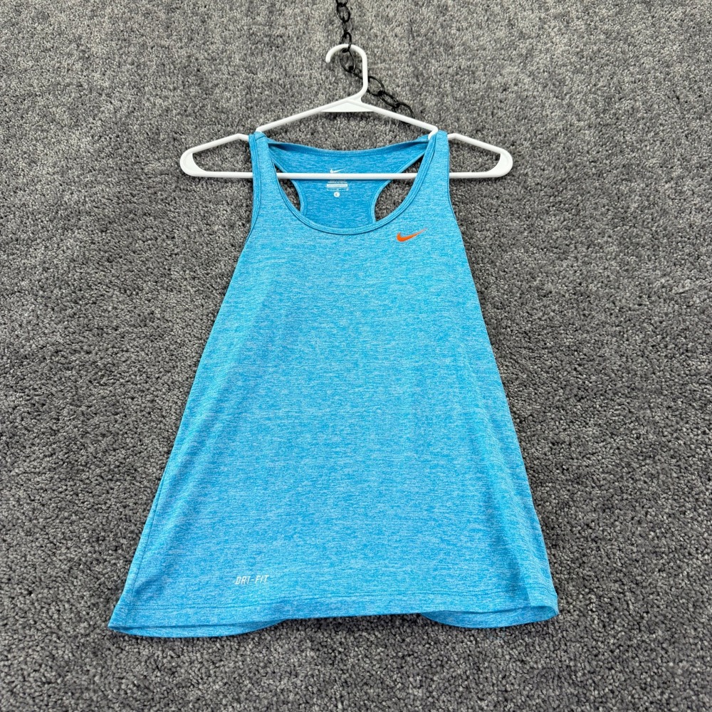Nike Dri-Fit Racerback Tank Top Girls Large Blue Sleeveless Athletic Workout Gym